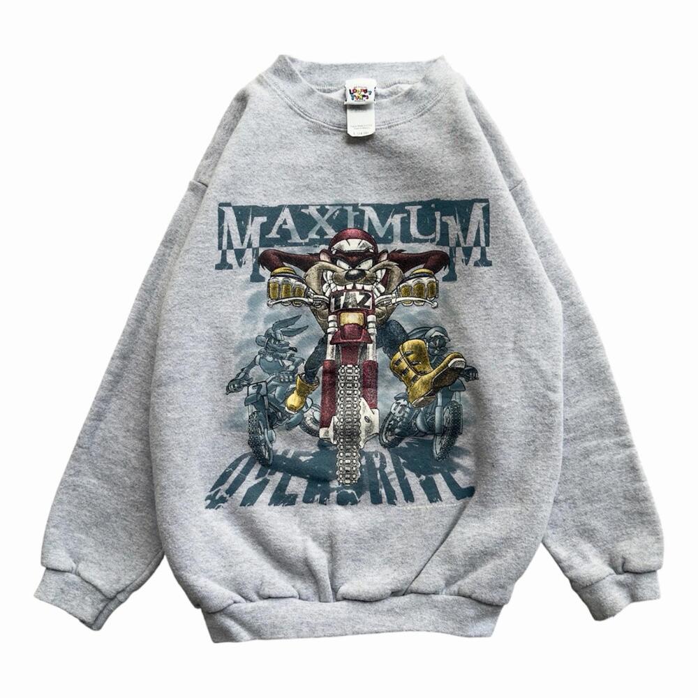 VTG 1996 Taz Tasmanian Devil Maximum Overdrive Crewneck Sweatshirt XS 17.5x21.5
